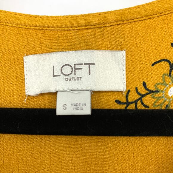 Loft Outlet Boho Sleeveless Dress Womens Size Small Golden Yellow Floral Print - Picture 5 of 6